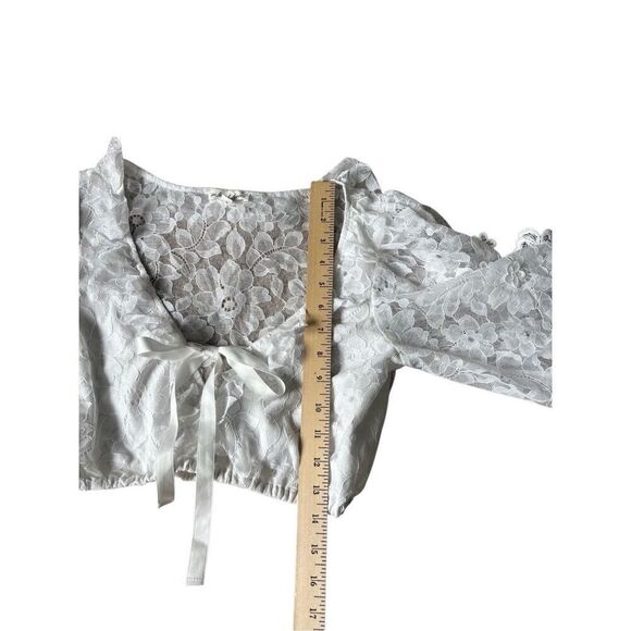 For Love & Lemons Loretta Crop Top Blouse size S White Lace Ruffle Floral - Picture 7 of 10
